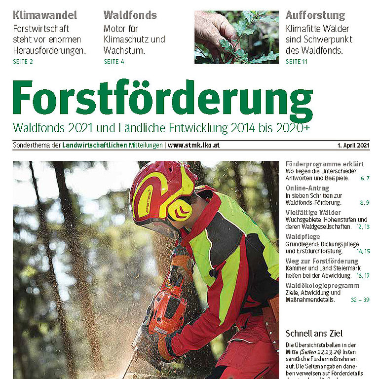 Titelseite Fachbeilage Forstförderung 